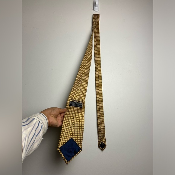 BIJOUX  TERNER 100% Silk Yellow Fall Mens Formal Work Office Wear - Picture 10 of 14